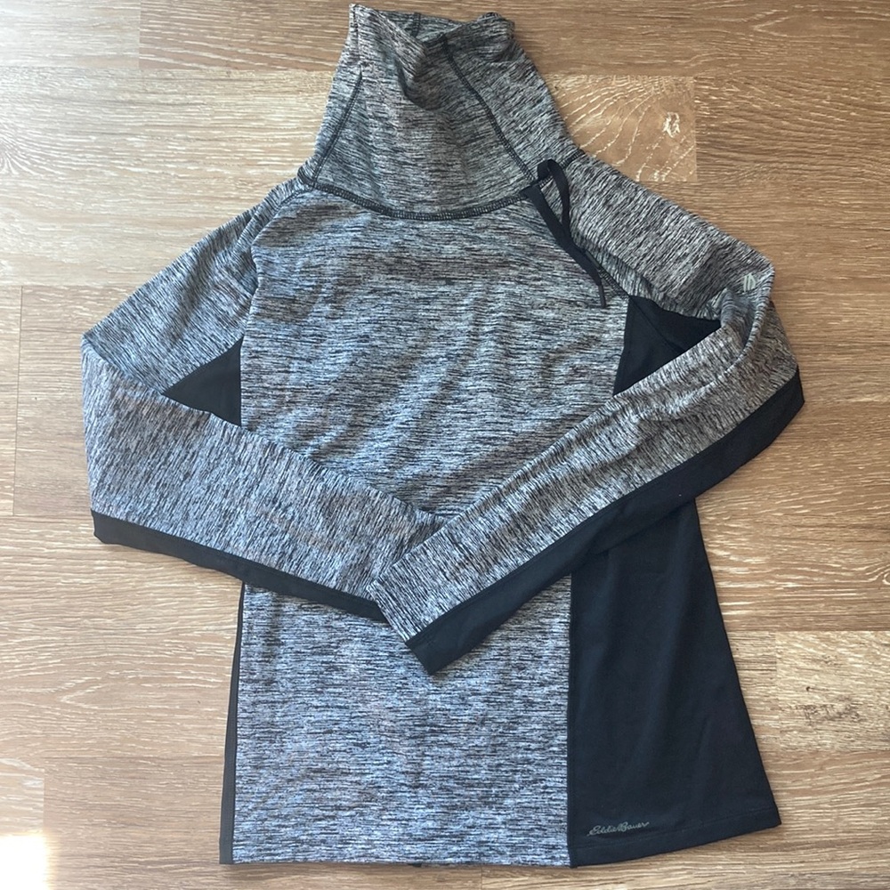 Eddie Bauer Gray and Black Cowl Neck Sweater
